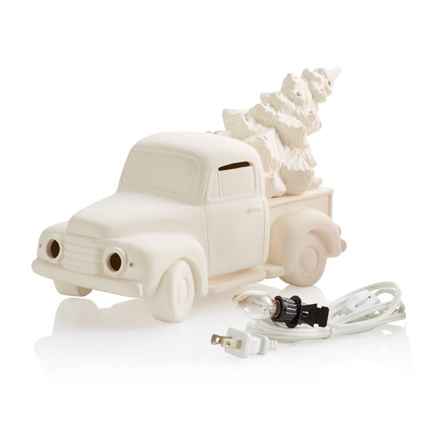 12" Lighted Vintage Truck w/ Tree