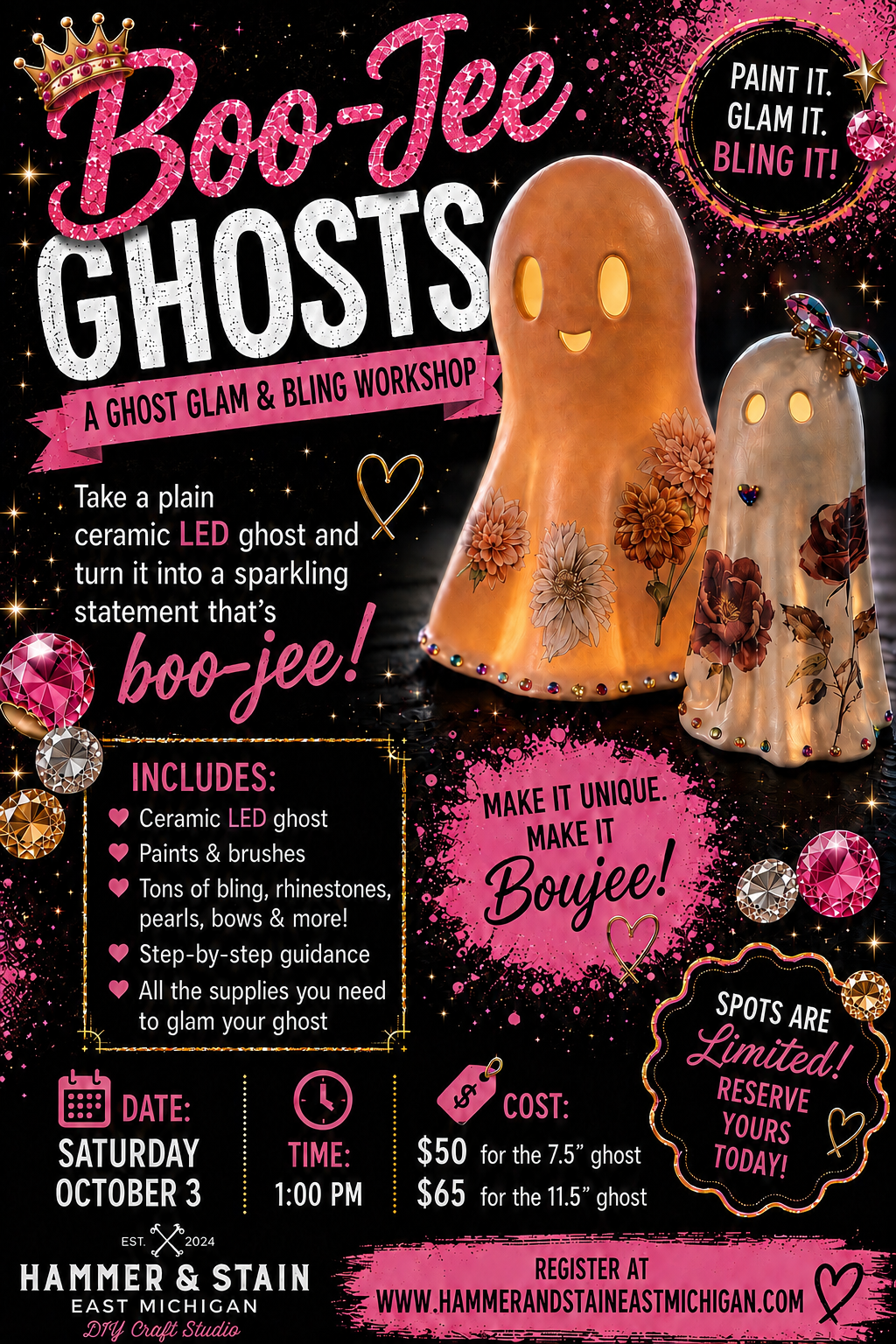 10/3/2026 - Boo-Jee Ghosts Workshop - 1:00pm - H&S East Michigan Studio