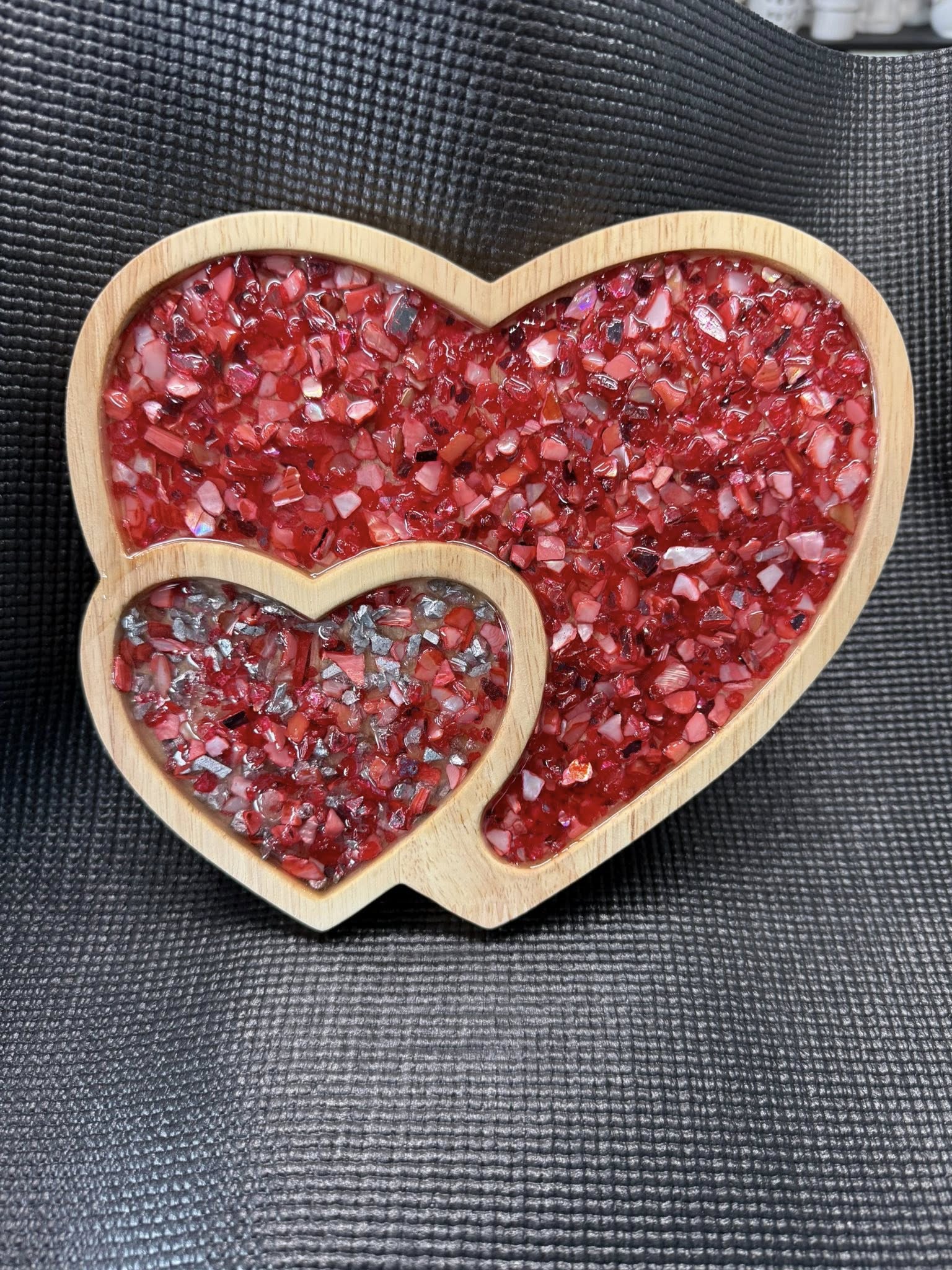 Double Heart Bamboo Tray