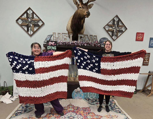 6/20/2026 - American Flag Chunky Knitted Throw - 1pm - Hammer & Stain East Michigan Studio