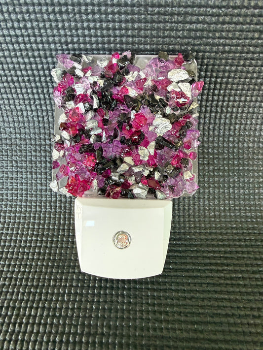 Crushed Glass Night Light - Black, Pink & White