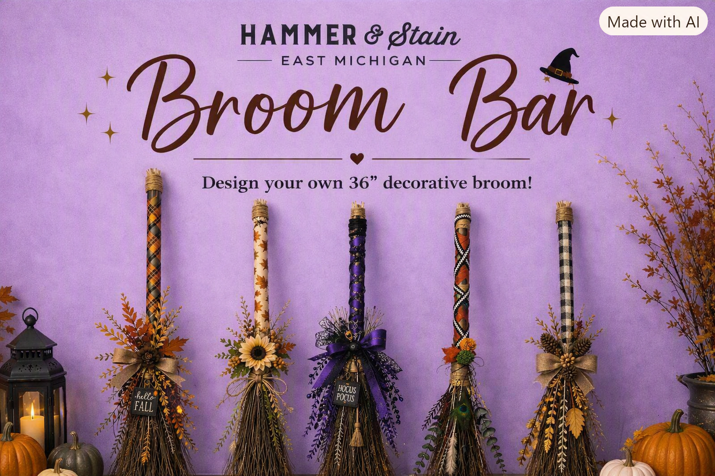 10/4/26 - Broom Bar: Create Your Own Witchy Broom - 1:00 pm H&S East Michigan