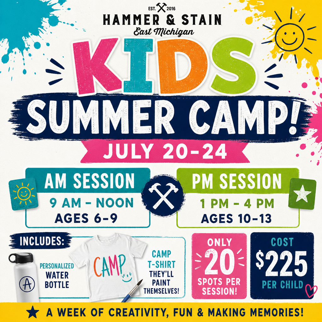 7/20-7/24/2026 - Summer Art Camp! 9am-12pm (Ages 6-9) & 1pm-4pm (Ages 10-13) - H&S East Michigan Studio