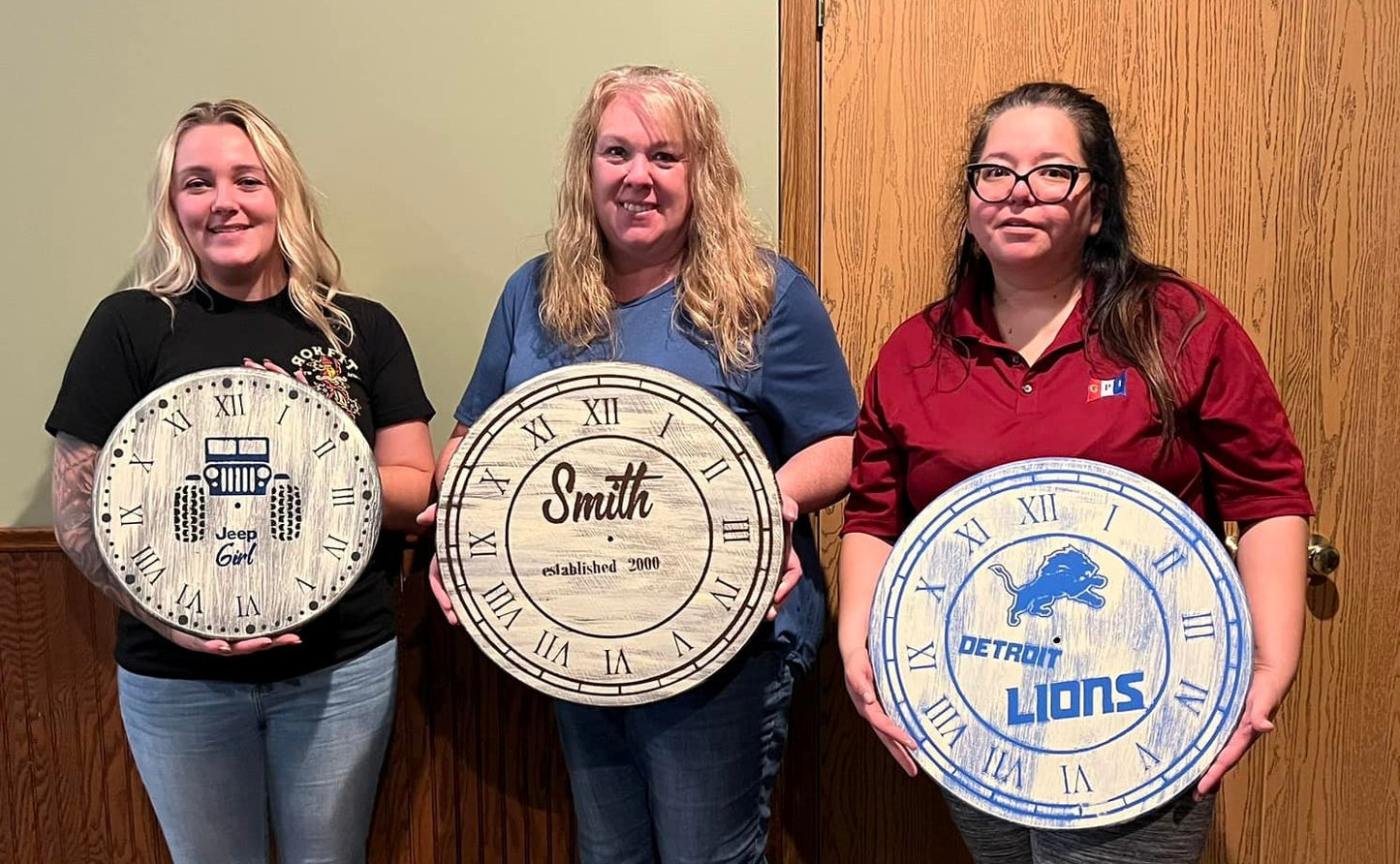 11/30/2025 - Farmhouse Style Wooden Clock Workshop  - 1:00pm - H&S East Michigan Studio