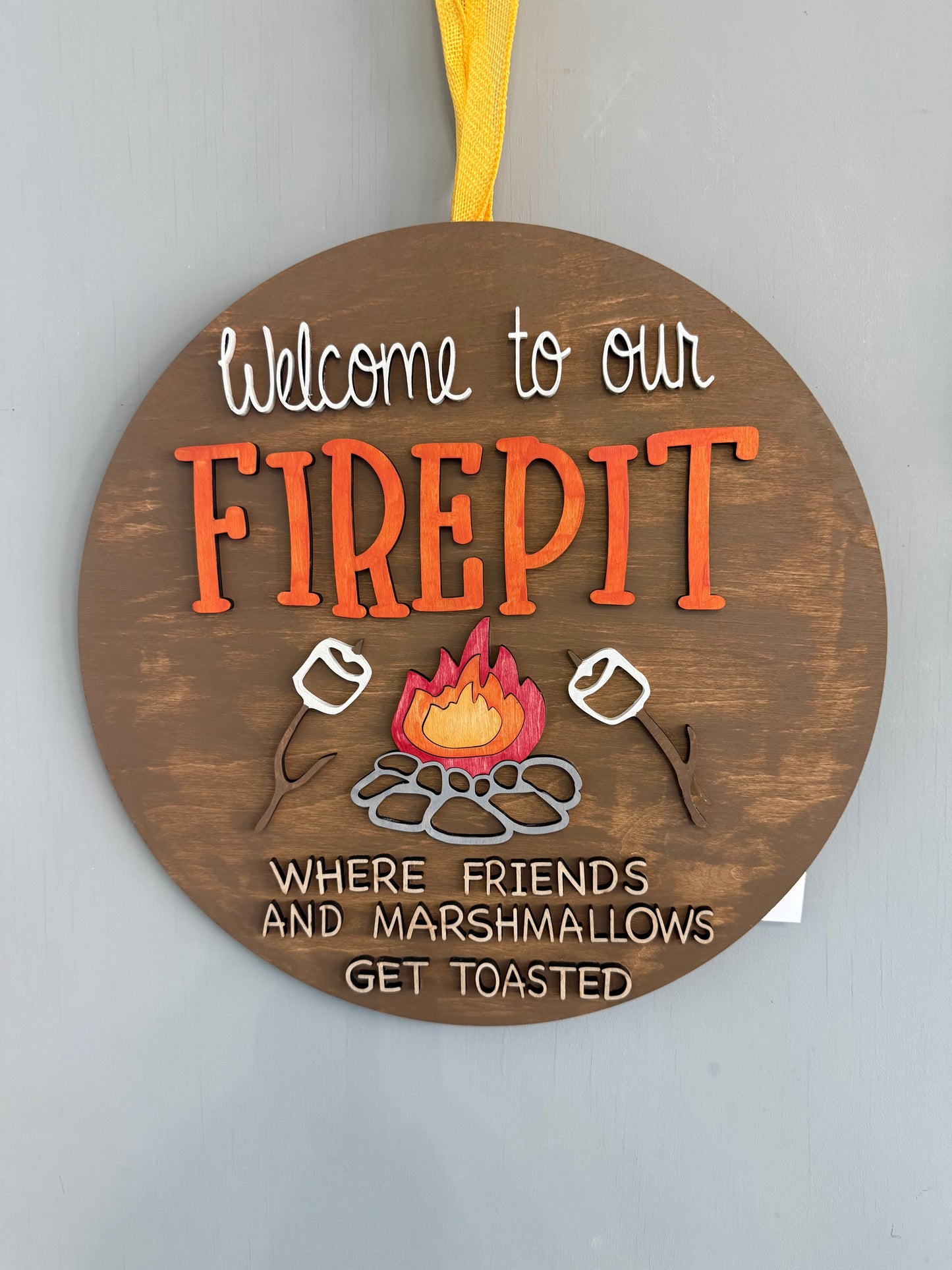 14" 3D Doorhanger - Welcome to our Firepit