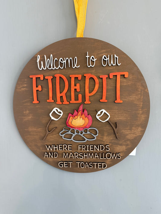 14" 3D Doorhanger - Welcome to our Firepit