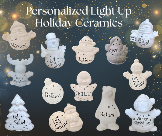Pre-Order Personalized Light Up Holiday Ceramics - Hammer & Stain East Michigan Studio