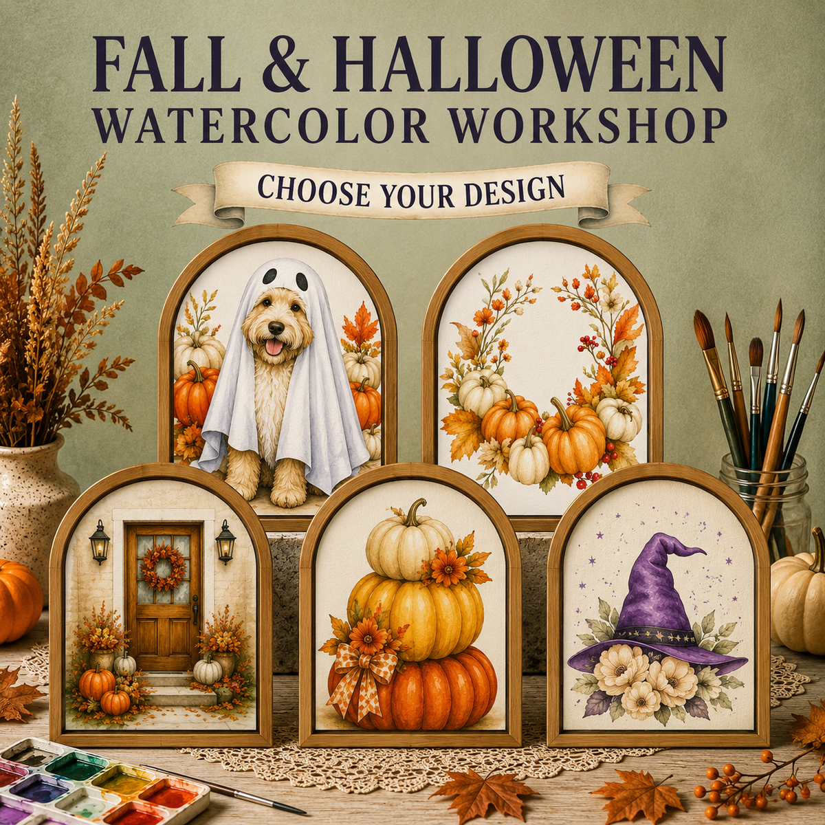 10/9/2026 - Fall & Halloween Watercolor Painting  - 5:30pm - H&S East Michigan Studio